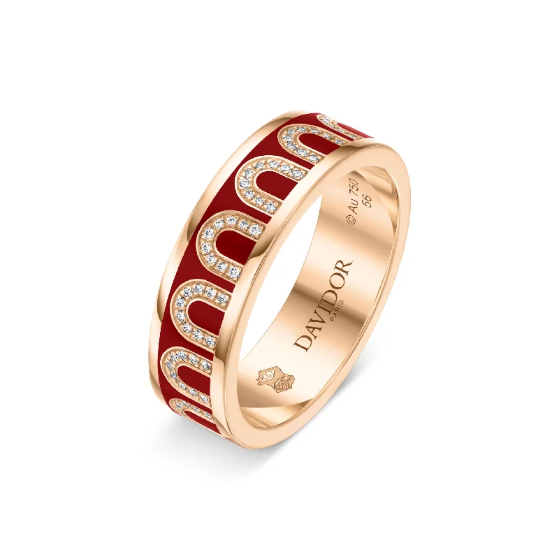 Huge Savings On Timeless Jewelry Collections L'Arc de DAVIDOR Ring MM, 18k Rose Gold with DAVIDOR Bordeaux Lacquered Ceramic and Arcade Diamonds Huge Savings On Timeless Jewelry Collections L'Arc de DAVIDOR Ring MM, 18k Rose Gold with DAVIDOR Bordeaux Lacquered Ceramic and Arcade Diamonds