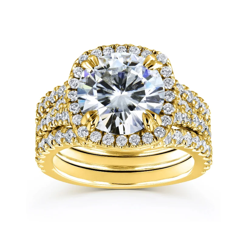 Dainty And Elegant Jewelry Now At Reduced Prices Kobelli Grown - 4.25ct.tw Cathedral Halo Stacked Diamond Bridal Set - 3.00 Carat Center Dainty And Elegant Jewelry Now At Reduced Prices Kobelli Grown - 4.25ct.tw Cathedral Halo Stacked Diamond Bridal Set - 3.00 Carat Center