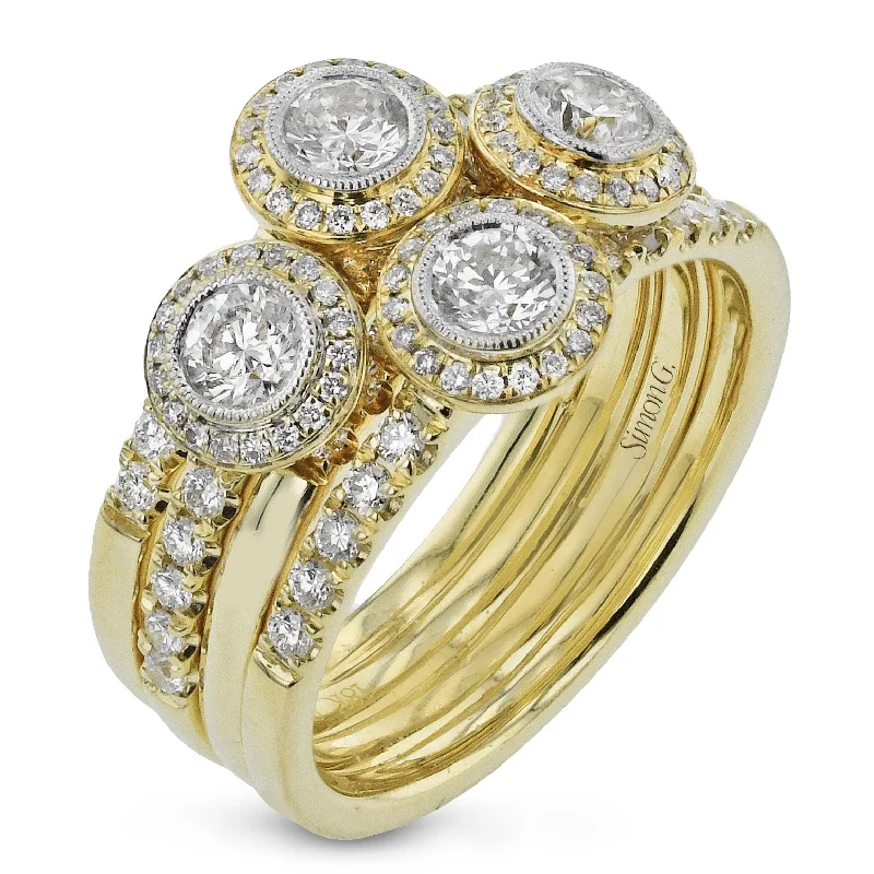 Fashion-Forward Jewelry At Incredible Prices Four-Stone Halo Fashion Ring In 18k Gold With Diamonds Fashion-Forward Jewelry At Incredible Prices Four-Stone Halo Fashion Ring In 18k Gold With Diamonds