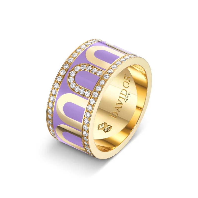 Grab Your Dream Jewelry At The Lowest Prices L'Arc de DAVIDOR Ring GM, 18k Yellow Gold with Lavande Lacquered Ceramic and Porta Diamonds Grab Your Dream Jewelry At The Lowest Prices L'Arc de DAVIDOR Ring GM, 18k Yellow Gold with Lavande Lacquered Ceramic and Porta Diamonds