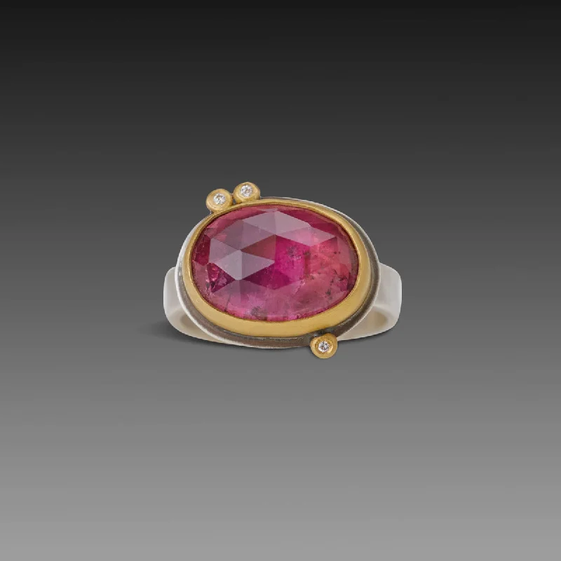 Affordable Gold-Plated Jewelry For Modern Fashion Pink Tourmaline Ring with Diamonds Affordable Gold-Plated Jewelry For Modern Fashion Pink Tourmaline Ring with Diamonds