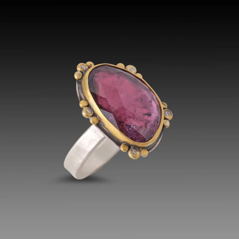 Exclusive Jewelry Bundles At Discounted Prices Rose Cut Pink Tourmaline Ring with Five Diamond Trios Exclusive Jewelry Bundles At Discounted Prices Rose Cut Pink Tourmaline Ring with Five Diamond Trios