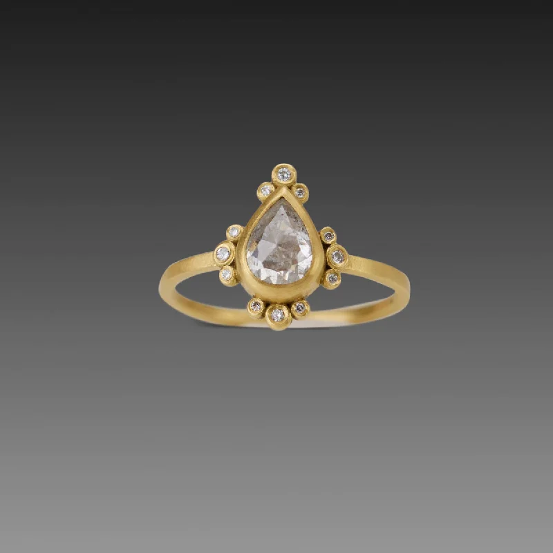 Shop Dazzling Jewelry At The Best Prices Teardrop Gray Diamond Ring with Diamond Trios Shop Dazzling Jewelry At The Best Prices Teardrop Gray Diamond Ring with Diamond Trios