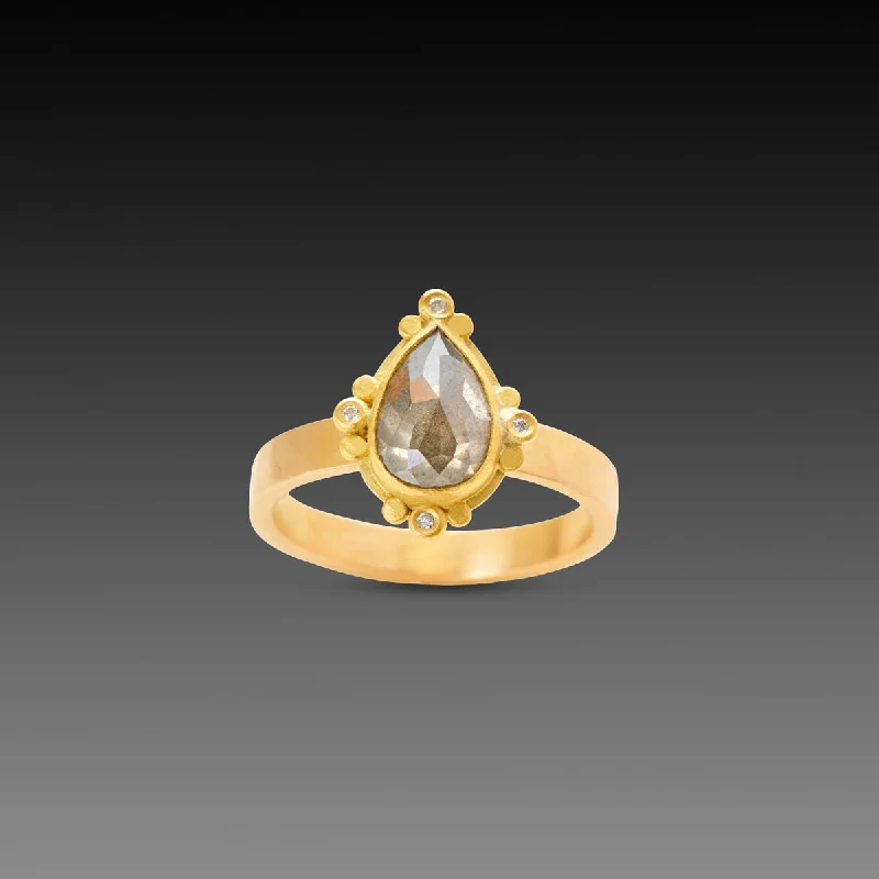 Personalized Jewelry Sale – Meaningful Gifts At Great Prices Teardrop Gray Diamond Ring with Diamond Trios Personalized Jewelry Sale – Meaningful Gifts At Great Prices Teardrop Gray Diamond Ring with Diamond Trios