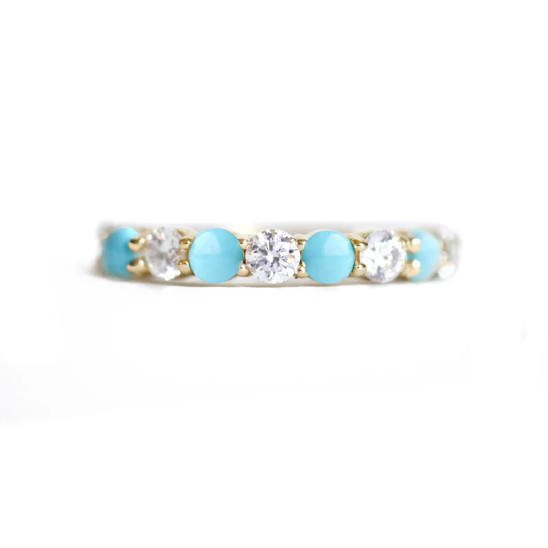 Limited-Time Offer On Elegant Jewelry Pieces Turquoise & Diamond 3mm Shared Prong Ring Limited-Time Offer On Elegant Jewelry Pieces Turquoise & Diamond 3mm Shared Prong Ring