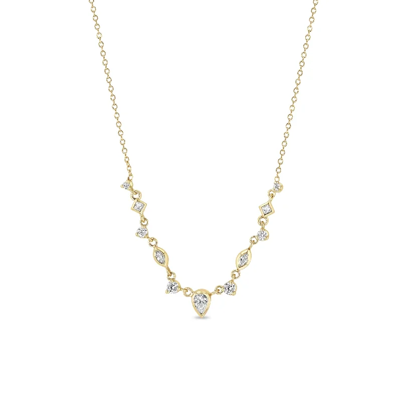 Shop Dazzling Jewelry With Special Promotional Discounts 14k 11 Linked Mixed Fancy Cut Diamond Necklace
