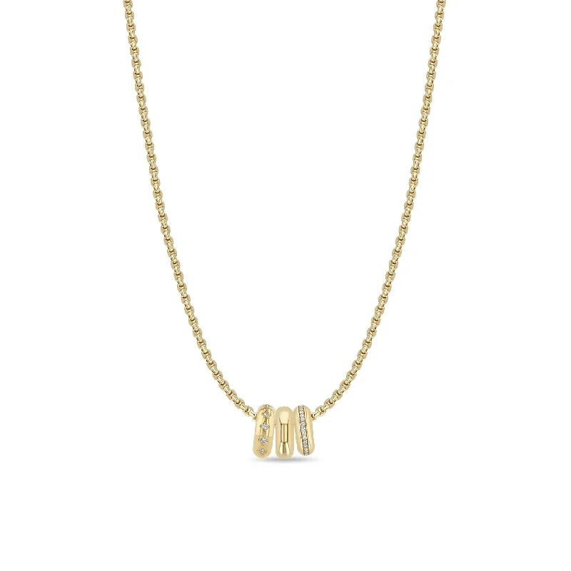 Limited-Stock Jewelry Clearance – Grab Your Favorites Now 14k 3 Mixed Half Round Slide Bead Box Chain Necklace