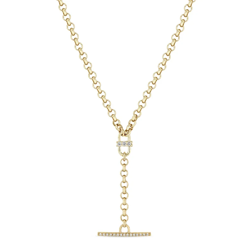 Save On Luxury Jewelry Pieces – Limited-Time Offers 14k 3 Prong Diamond Open Link Pavé Diamond Toggle Rolo Chain Lariat
