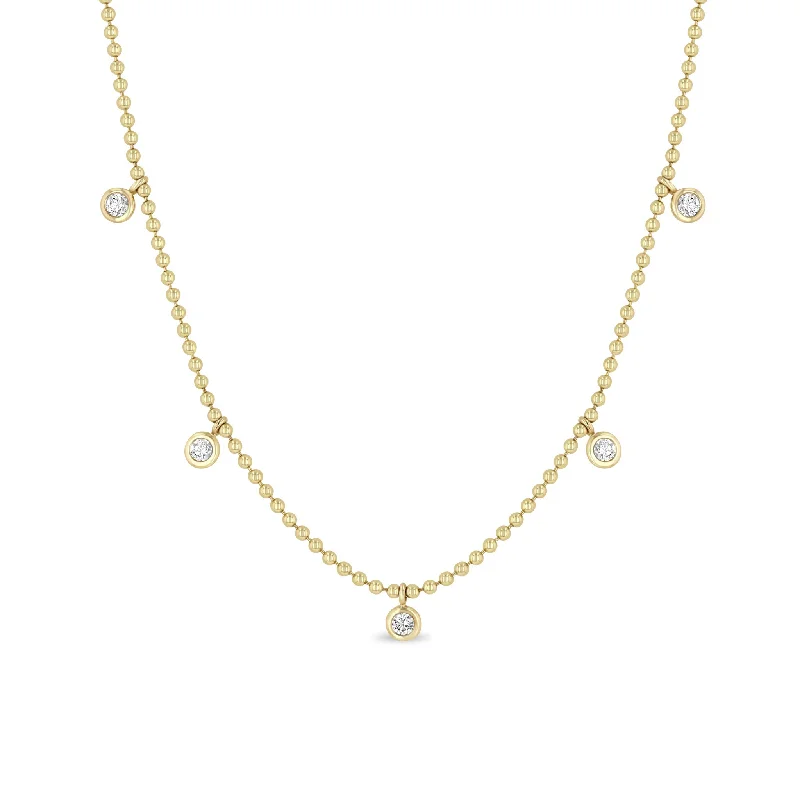 Breathtaking Jewelry, Breathtaking Prices 14k 5 Dangling Floating Diamond Station Bead Chain Necklace