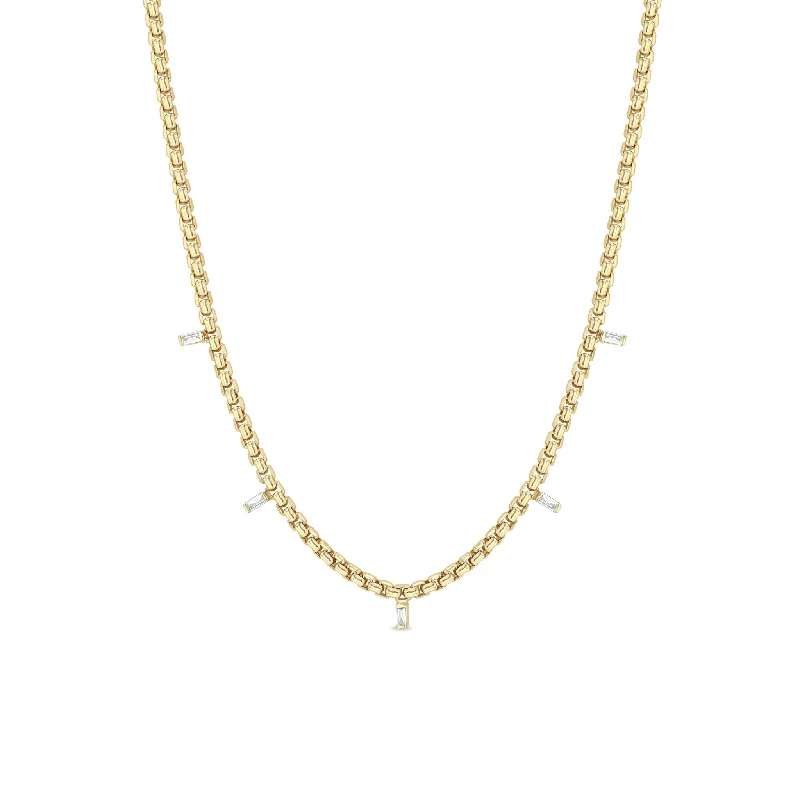 Shop Elegant Jewelry At Unbeatable Prices 14k 5 Vertical Baguette Diamond Medium Box Chain Necklace