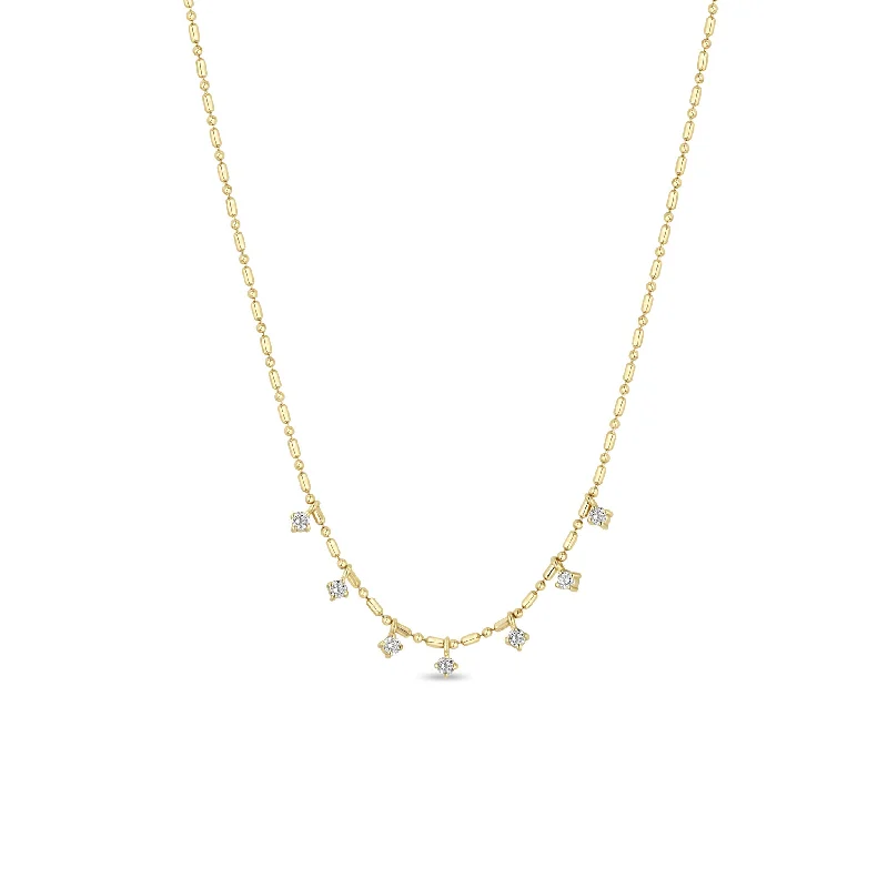 Huge Savings On Timeless Jewelry Collections 14k 7 Dangling Prong Diamond Tube Bar Chain Necklace