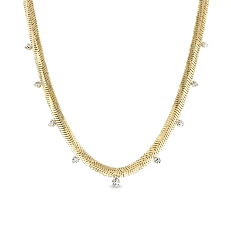 Luxury Meets Affordability – Jewelry Sale Live Now 14k 9 Graduated Prong Diamond Medium Snake Chain Necklace