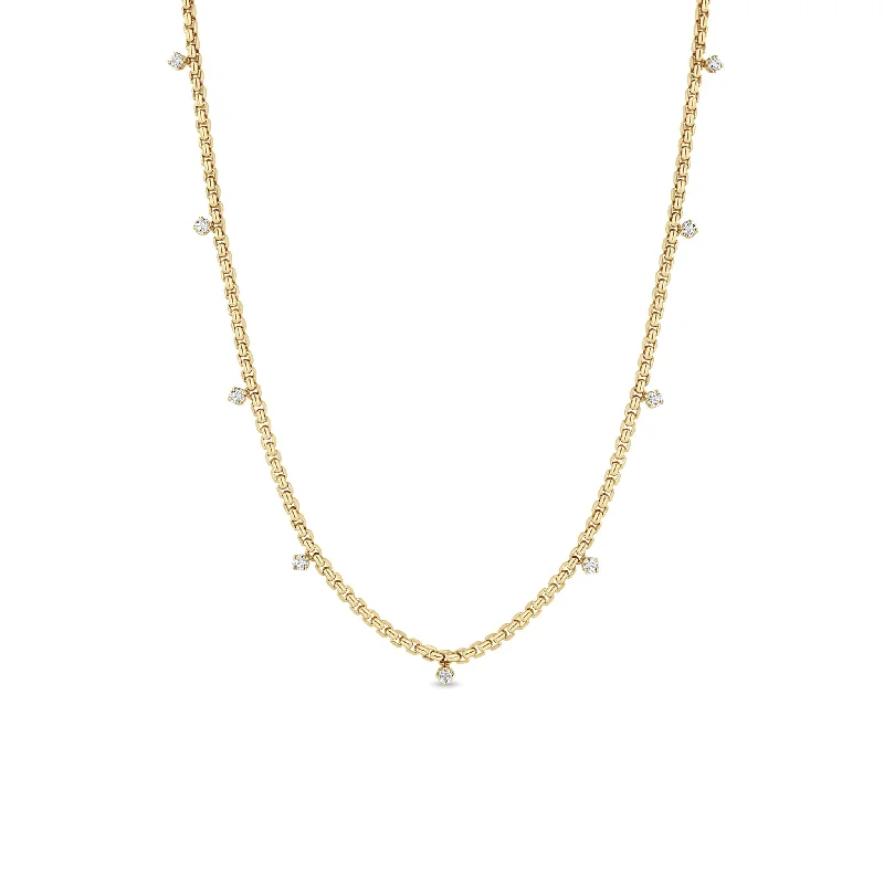 Limited-Time Offer On Elegant Jewelry Pieces 14k 9 Prong Diamond Small Box Chain Necklace