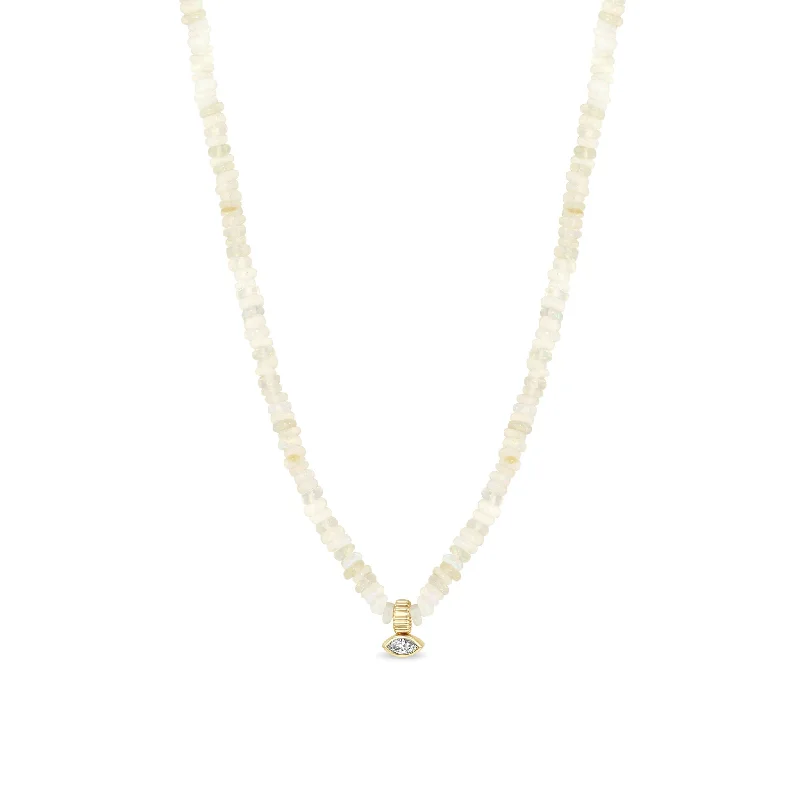 Elegant Jewelry, Exclusive Prices – Shop Now 14k Gold & Fire Opal Rondelle Bead Necklace with Marquise Diamond