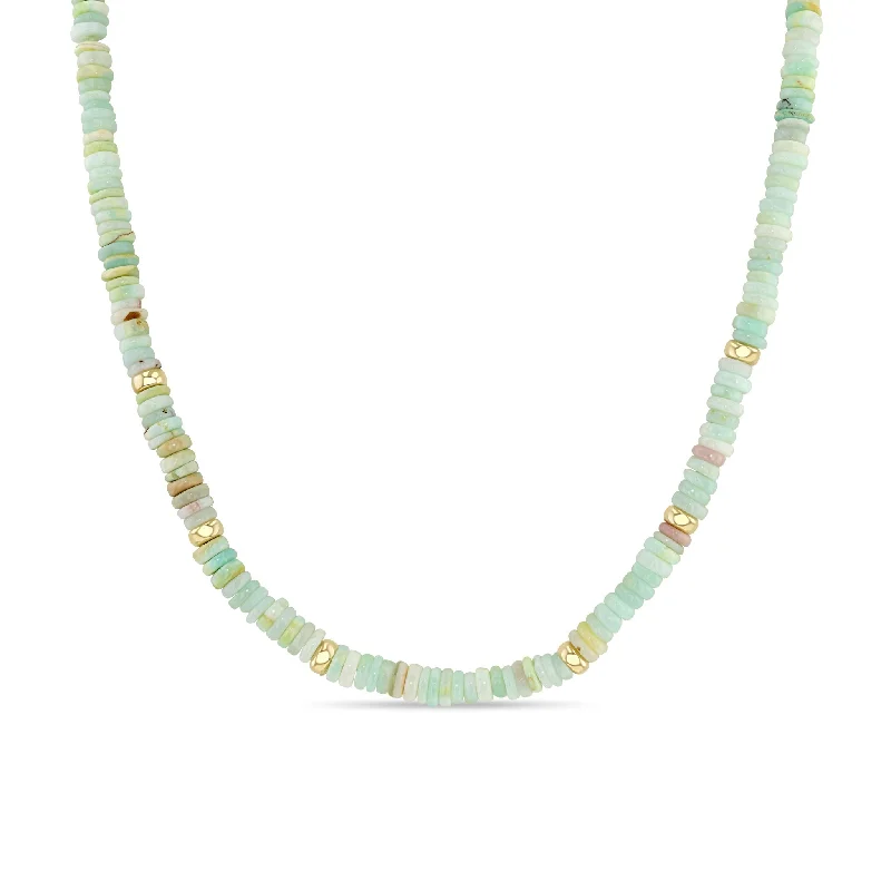 Don't Miss These Dazzling Jewelry Discounts 14k Gold & Mixed Light Blue Opal Rondelle Bead Necklace
