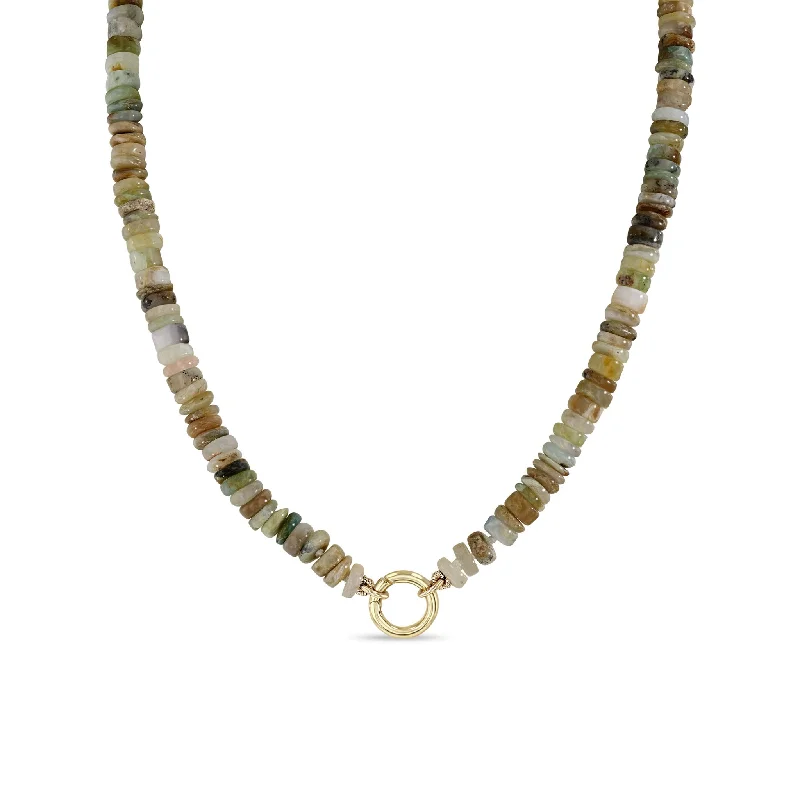Limited-Stock Jewelry Sale – Once It's Gone, It's Gone 14k Mixed Neutral Gemstone Rondelle Bead Round Enhancer Necklace