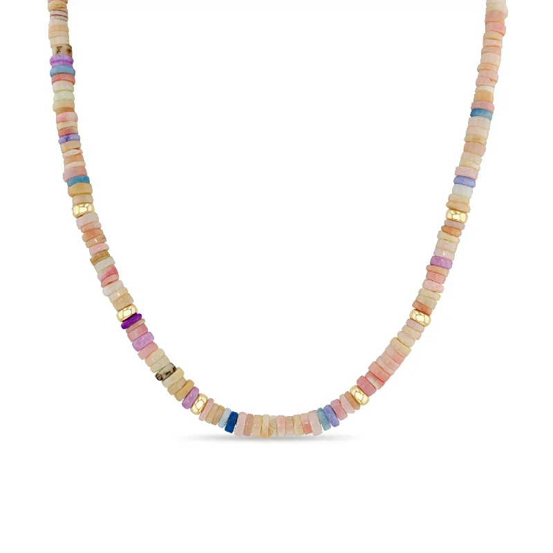 Jewelry Deals That Outshine The Rest 14k Gold & Mixed Pink Opal Rondelle Bead Necklace