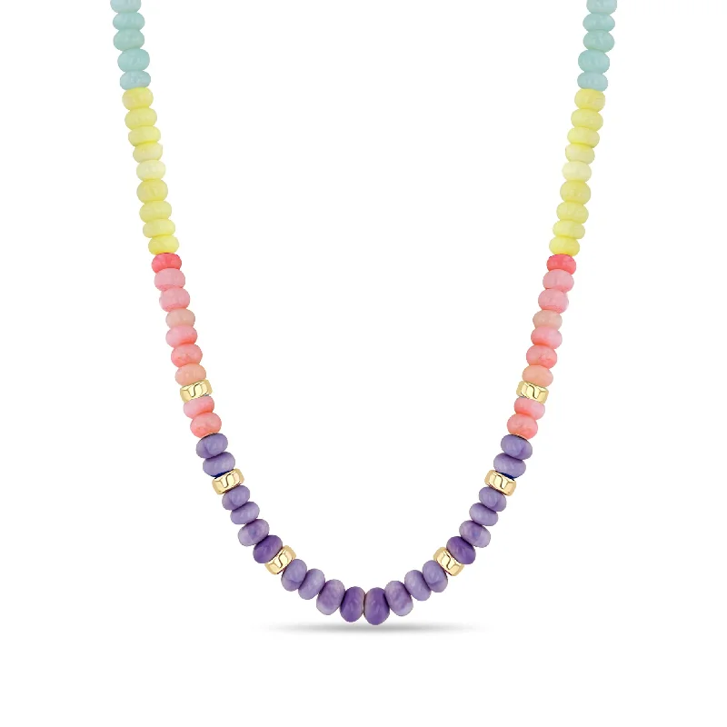 Luxury Jewelry Without The Luxury Price Tag 14k Gold & Pastel Rainbow Opal Rondelle Bead Necklace
