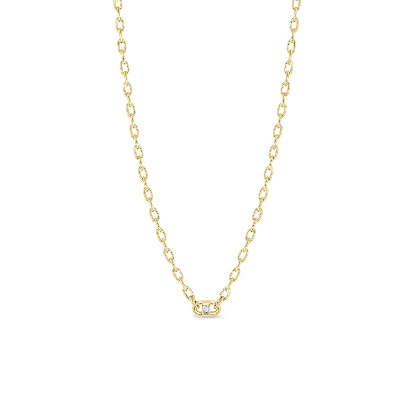 Flash Sale On Stunning Jewelry – Don't Miss Out 14k Baguette Diamond Open Link Square Oval Chain Necklace