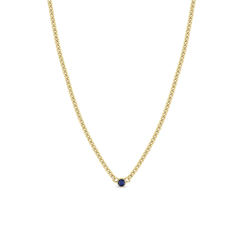 Unmissable Deals On Handmade Jewelry Collections 14k Blue Sapphire Bezel XS Curb Chain Necklace