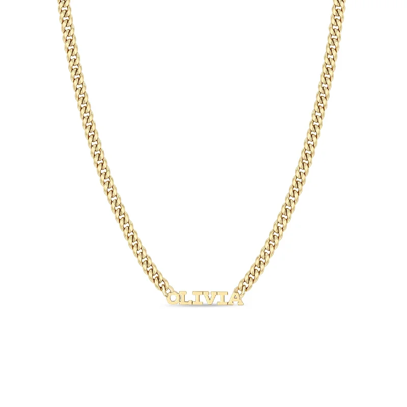 Luxury Handcrafted Jewelry For Elegant Looks 14k Gold Custom Itty Bitty Letters Curb Chain Necklace