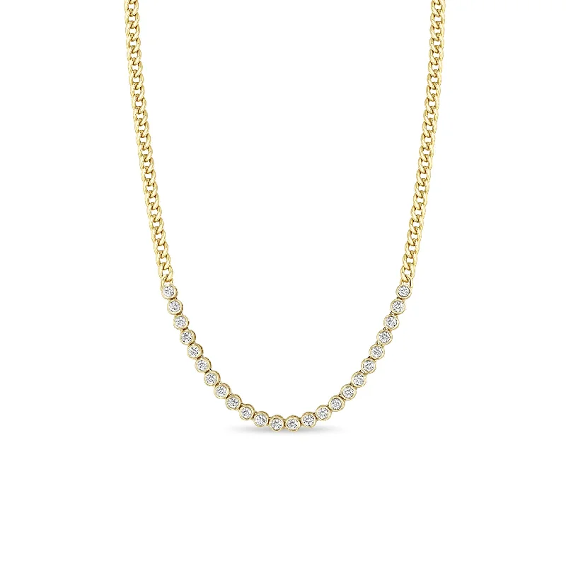 The Biggest Jewelry Sale Of The Year Is Here 14k Diamond Bezel Tennis Segment Small Curb Chain Necklace
