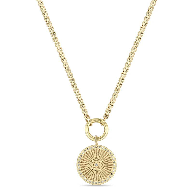 Fashion-Forward Jewelry At Incredible Prices 14k Diamond Evil Eye Medium Sunbeam Medallion Box Chain Necklace