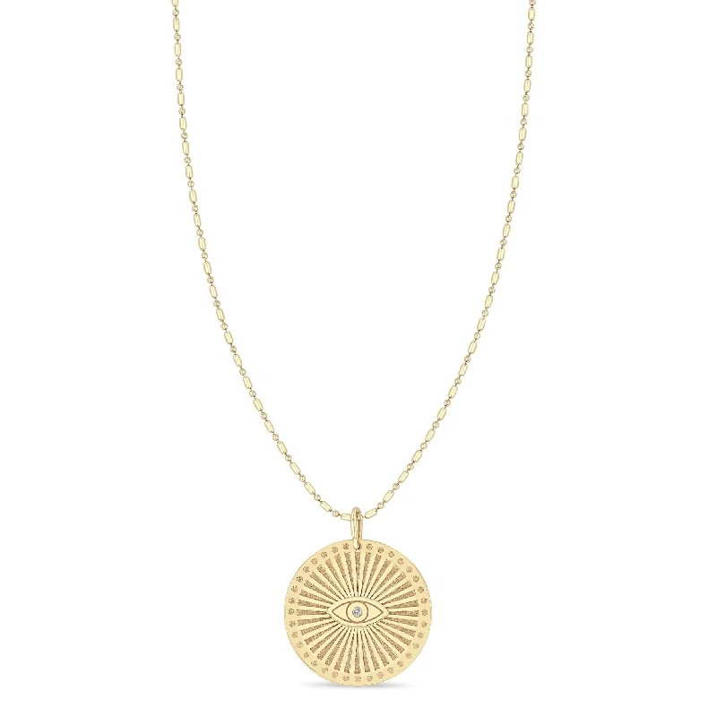 Don't Miss Our Biggest Jewelry Sale Of The Season 14k Diamond Evil Eye Medium Sunbeam Medallion Necklace
