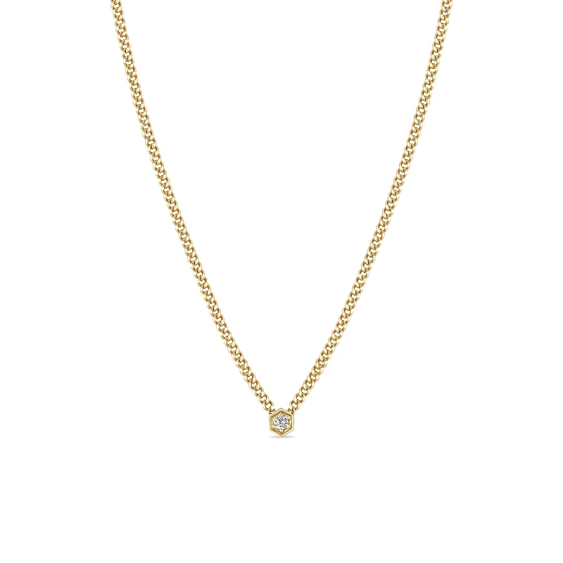 Timeless Elegance At Unbelievable Discounts 14k Gold Diamond Hexagon Curb Chain Necklace
