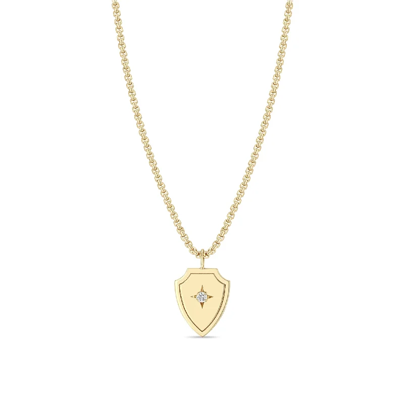 Special Offers On Handcrafted And Designer Jewelry 14k Diamond Shield Pendant Box Chain Necklace