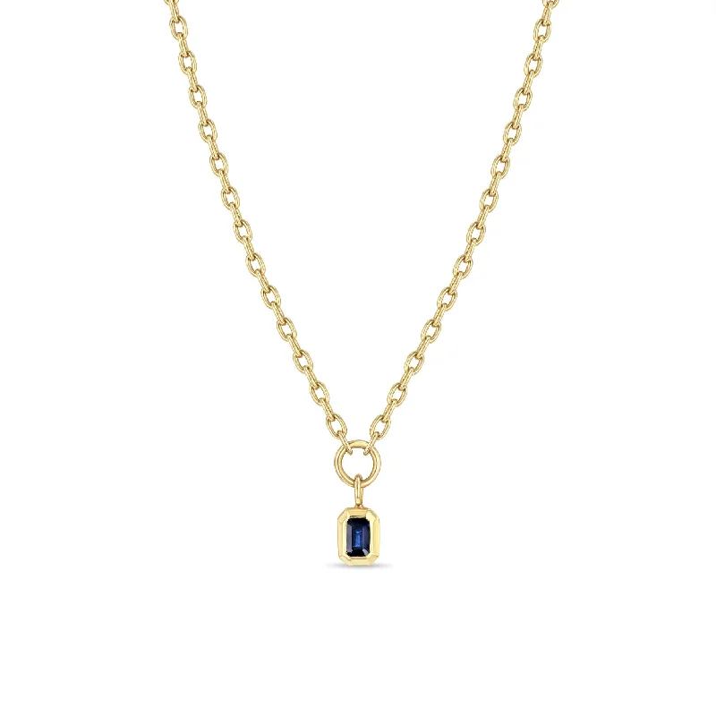 Must-Have Jewelry At Unbelievable Discounts 14k Emerald Cut Blue Sapphire Pendant Small Square Oval Chain Necklace