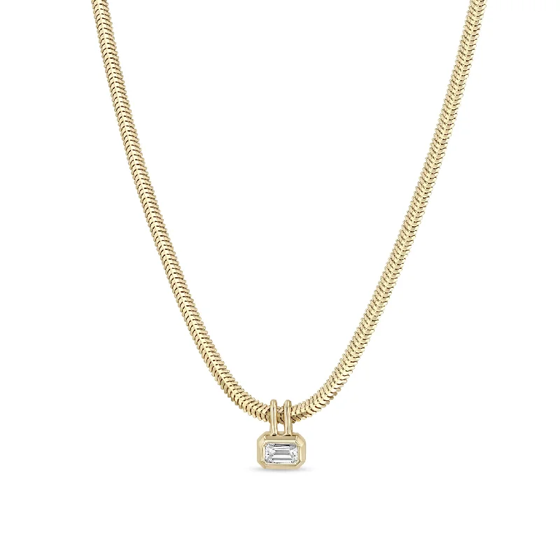Best-Selling Jewelry Now Available At Special Deals 14k Emerald Cut Diamond Pendant Snake Chain Necklace