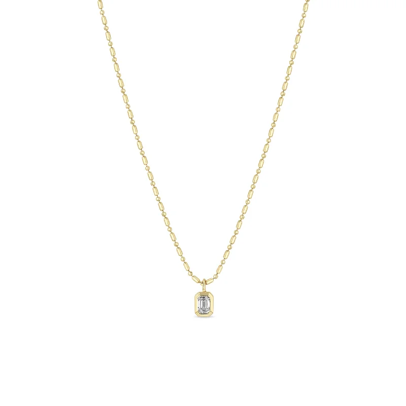 Buy More, Save More On Stunning Jewelry Designs 14k Emerald Cut Diamond Tube Bar Chain Necklace