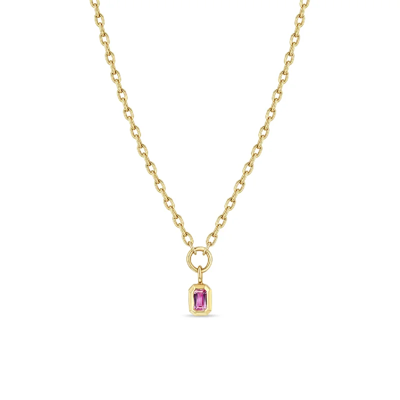 Huge Savings On Timeless Jewelry Collections 14k Emerald Cut Pink Sapphire Pendant Small Square Oval Chain Necklace