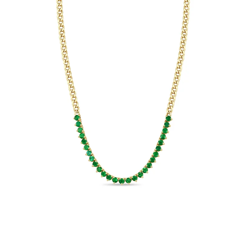 Shop Signature Jewelry Styles At Exclusive Prices 14k Emerald Tennis Segment Small Curb Chain Necklace