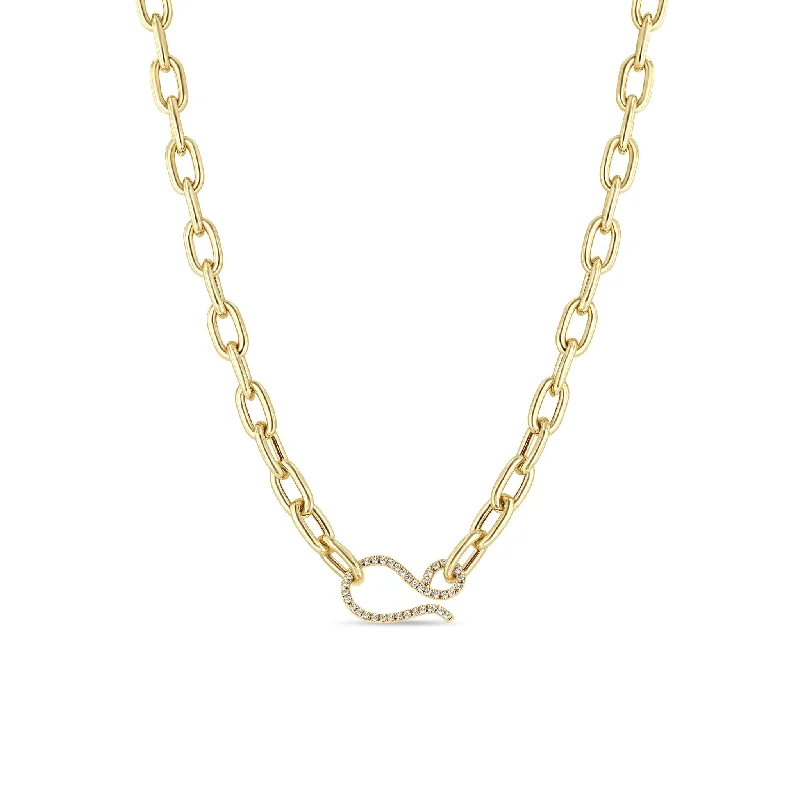Grab Stylish Jewelry Before The Sale Ends 14k Extra Large Square Oval Chain with Diamond Hook Closure