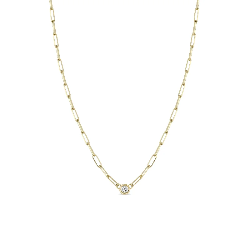 Special Deals On Handcrafted And Designer Jewelry 14k Floating Diamond Small Paperclip Chain Necklace