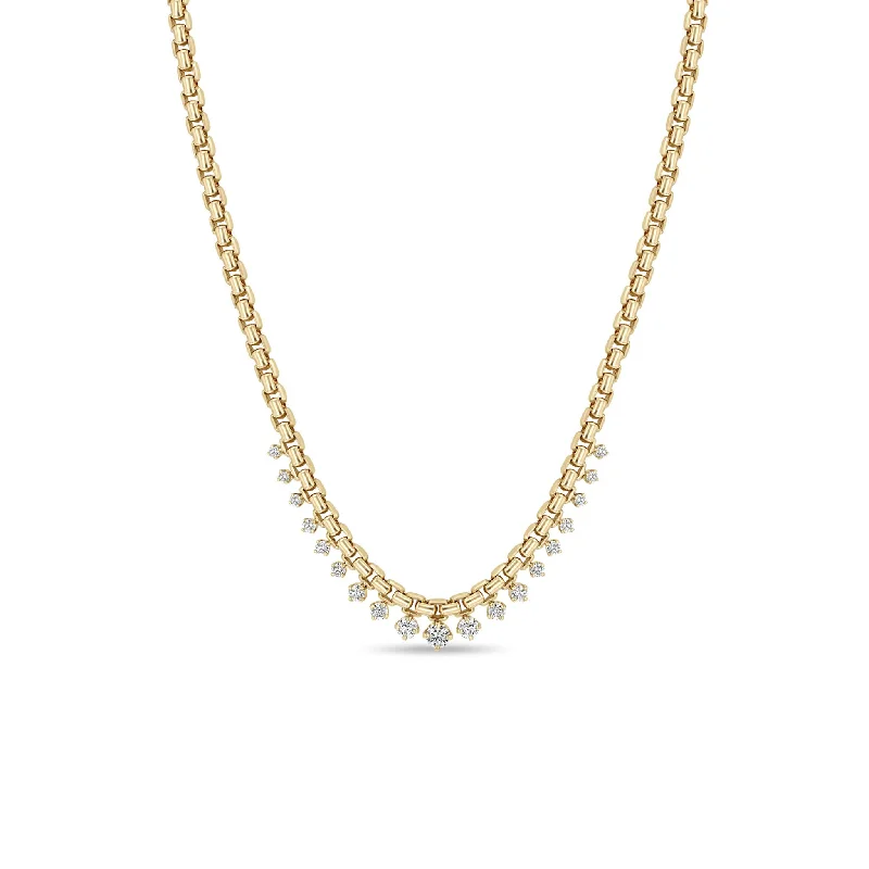 Exclusive Jewelry Markdowns – Limited-Time Offer 14k Graduated Prong Diamond Large Box Chain Necklace