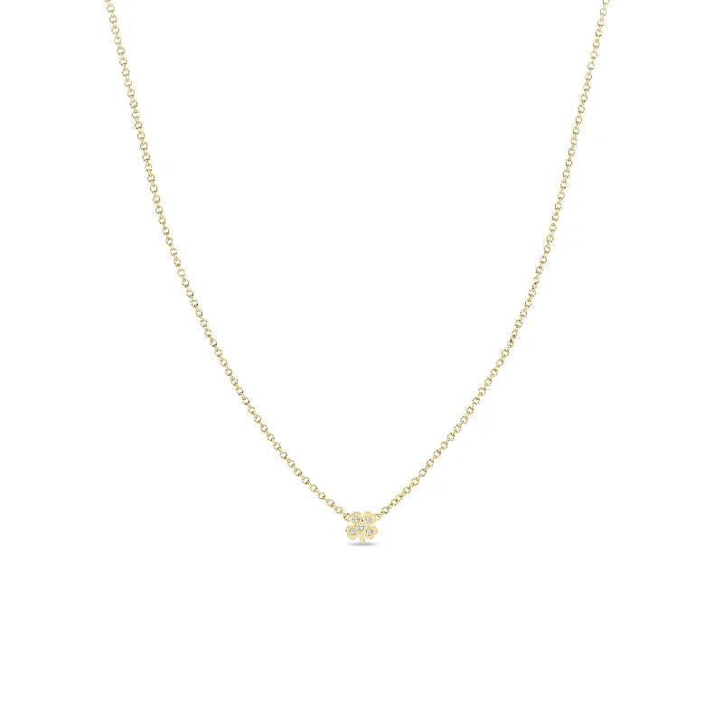 Versatile Layering Jewelry For Effortless Chic 14k Itty Bitty Diamond Clover Necklace