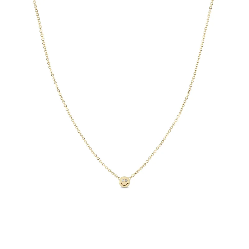 Sparkle For Less – Shop Our Limited-Time Jewelry Deals 14k Itty Bitty Smiley Face with Diamond Eyes Necklace