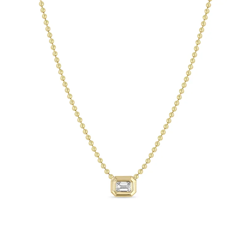 Get Your Favorite Jewelry At The Best Price 14k Large Emerald Cut Diamond Bezel Bead Chain Necklace