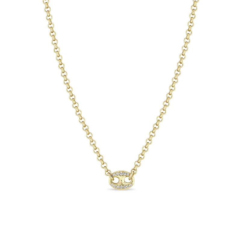 Grab Exquisite Jewelry At The Lowest Prices 14k Large Pavé Diamond Mariner Link Rolo Chain Necklace
