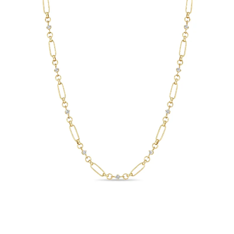 Don't Miss Out On Bestselling Jewelry At Special Prices 14k Linked Prong Diamond & Medium Paperclip Rolo Chain Necklace