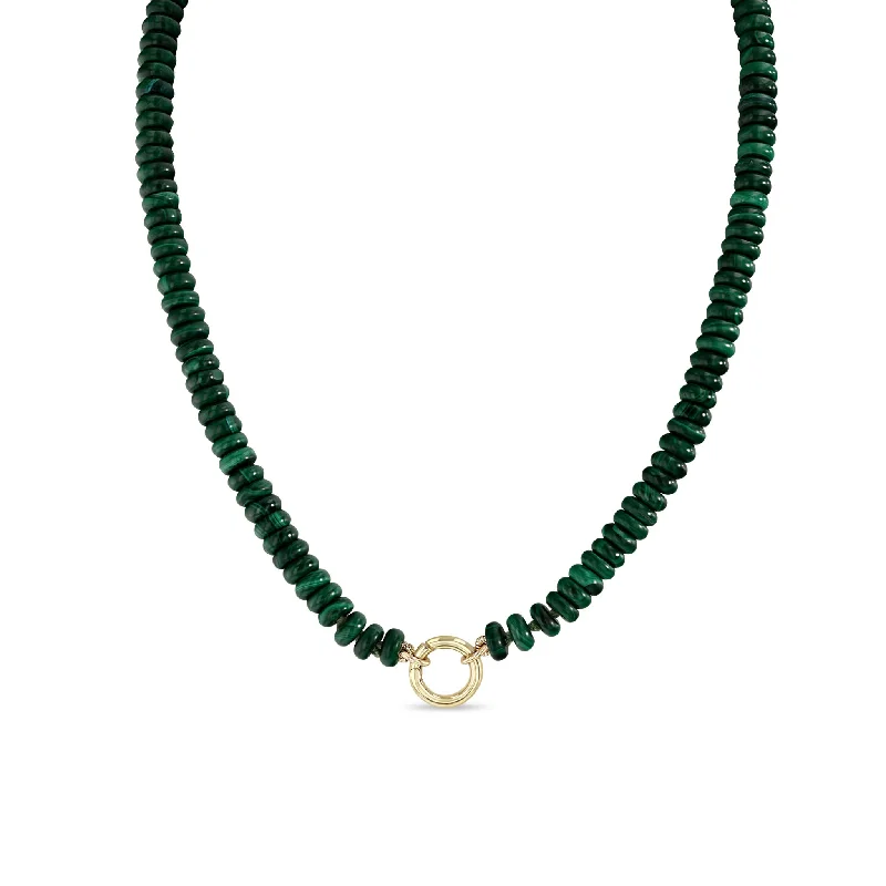 Elegant Jewelry Pieces At Unbelievable Prices 14k Malachite Rondelle Bead Round Enhancer Necklace