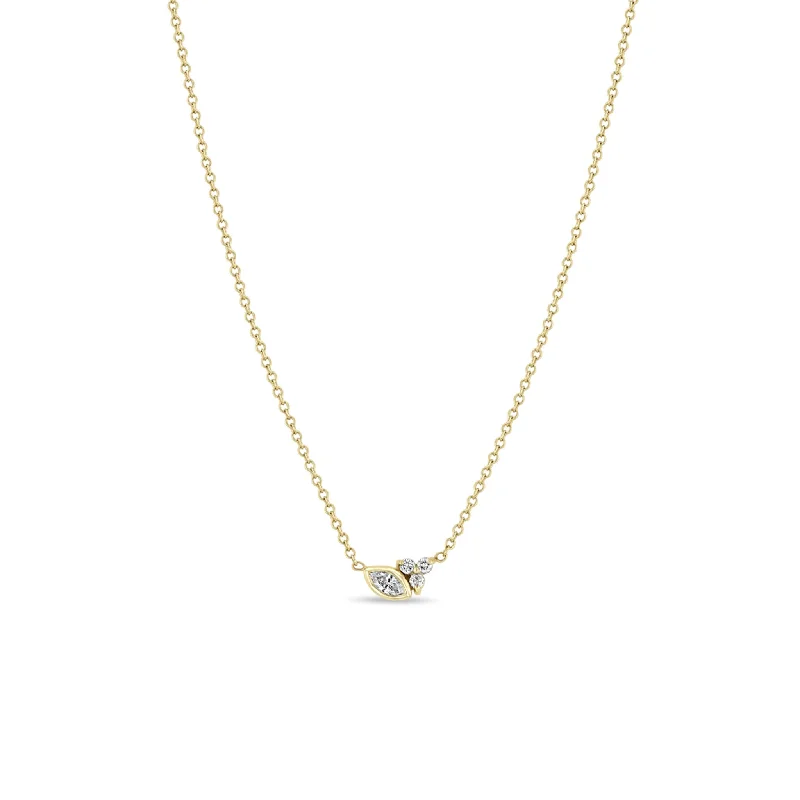 Trending Jewelry Now Available At Exclusive Prices 14k Marquise & Prong Diamond Trio Necklace