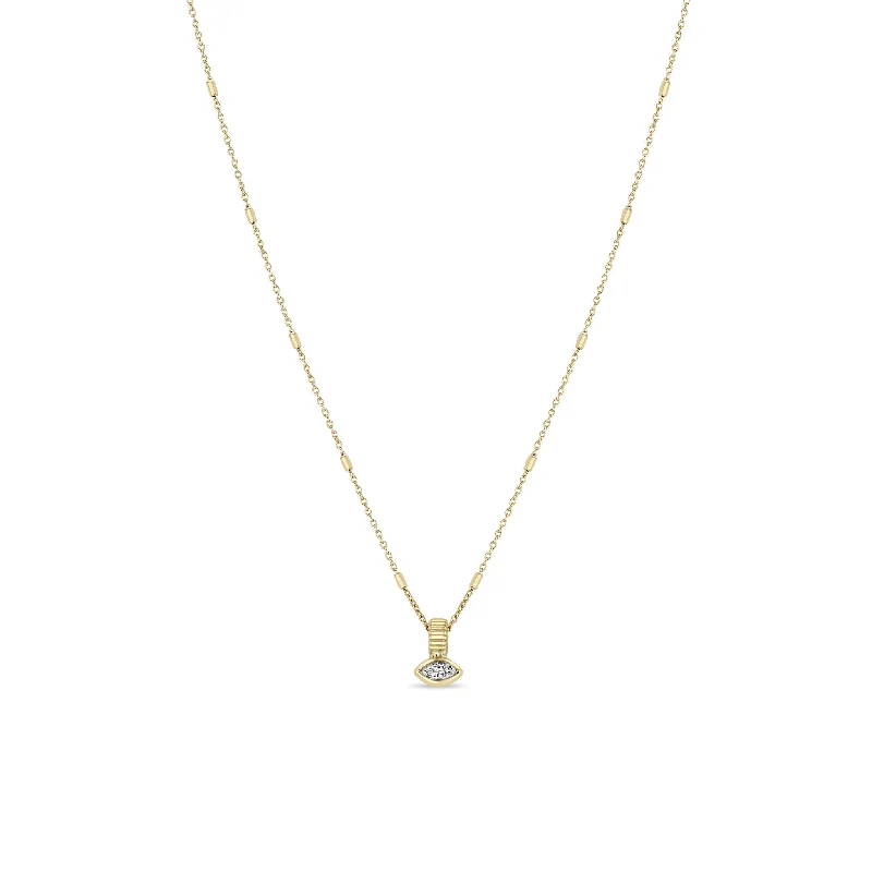 Seasonal Jewelry Deals – Elevate Your Style 14k Marquise Diamond Bead Pendant Necklace