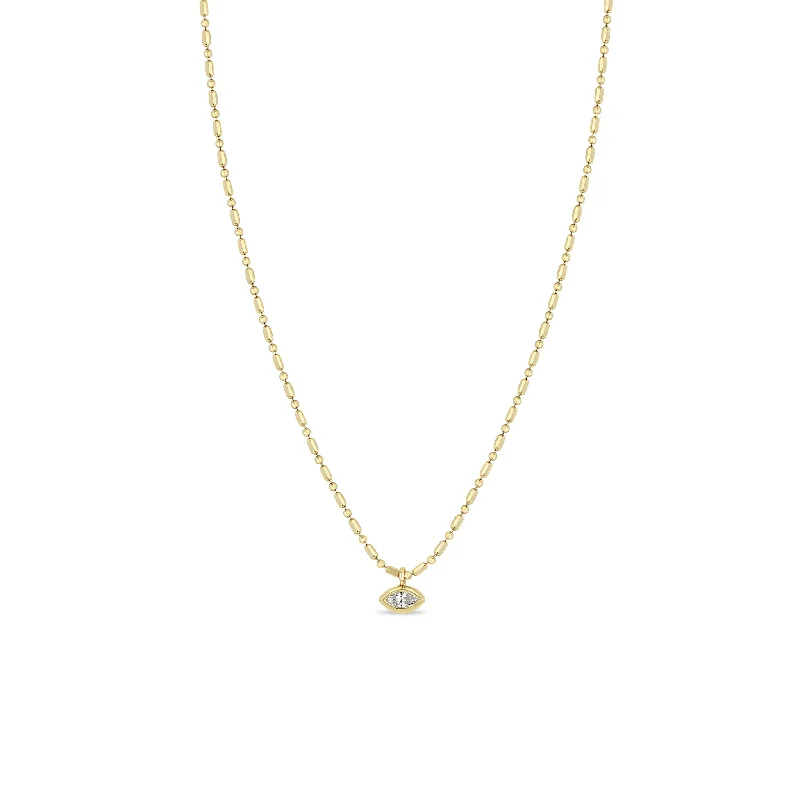 Modern Jewelry At Exclusive Discounts – Shop Today 14k Marquise Diamond Tube Bar Chain Necklace