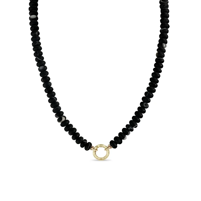 Don't Miss Our Biggest Jewelry Sale Of The Season 14k Matte Black Agate Rondelle Bead Round Enhancer Necklace