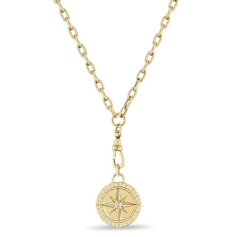 The Ultimate Jewelry Sale – Shop Premium Styles 14k Medium Compass Medallion Square Oval Chain with Fob Clasp Necklace