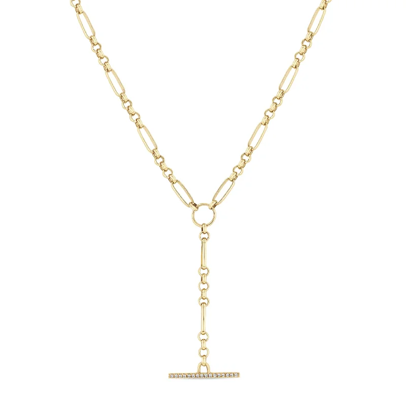Best Jewelry Deals – Shop Premium Pieces At Great Prices 14k Medium Paperclip Rolo Chain Pavé Diamond Toggle Lariat Necklace